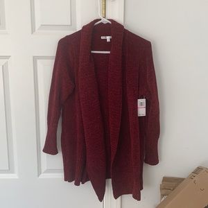 NWT Maroon red soft open front cardigan by Seven size small
